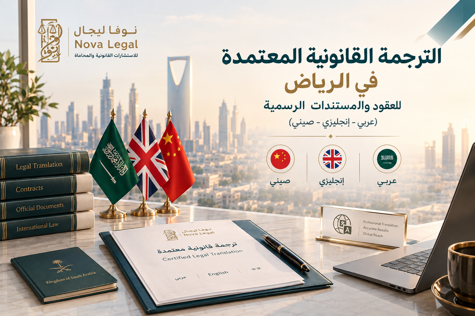 الترجمة القانونية المعتمدة في الرياض: للعقود والمستندات الرسمية (عربي - إنجليزي - صيني) | نوفا ليجال