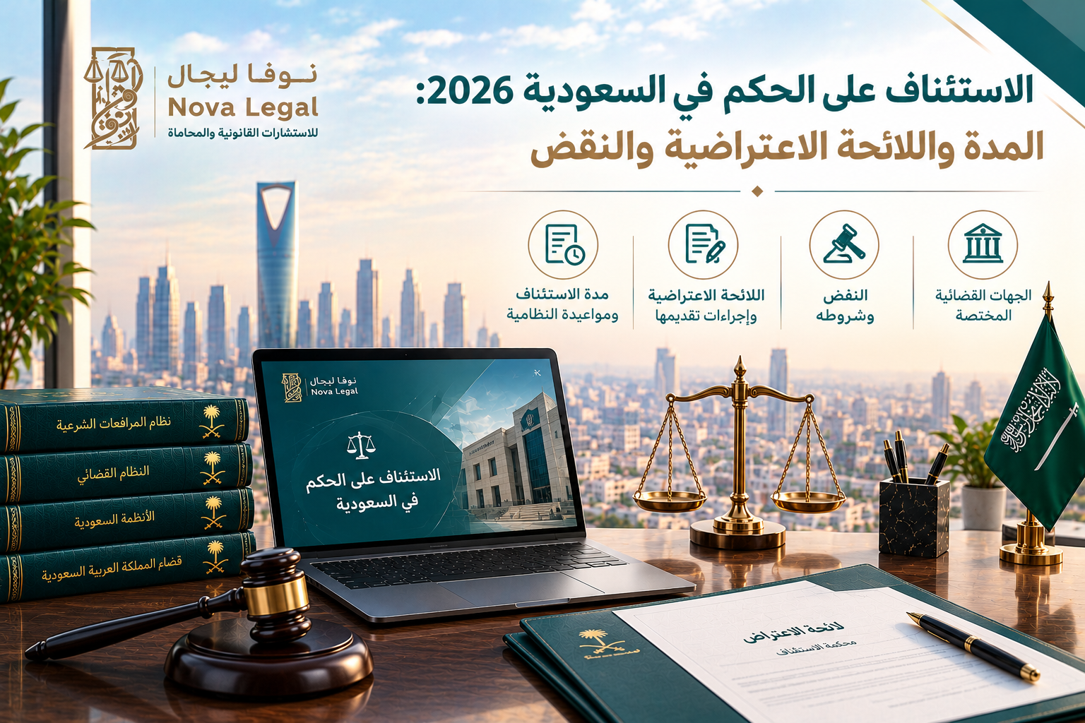 الاستئناف على الحكم في السعودية 2026: المدة واللائحة الاعتراضية والنقض | نوفا ليجال